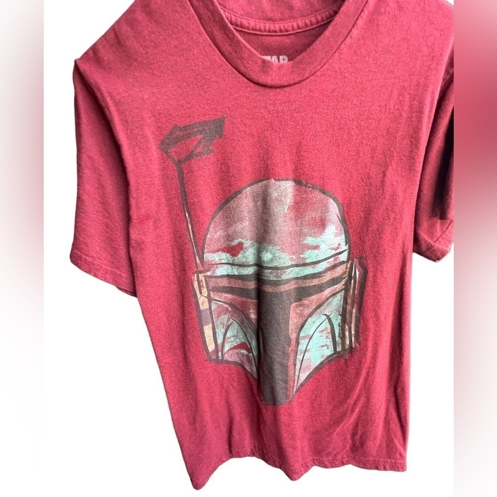 𝅺DISNEY Star Wars Mandalorian Men’s T-Shirt Sz Small Red